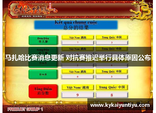 马扎哈比赛消息更新 对抗赛推迟举行具体原因公布